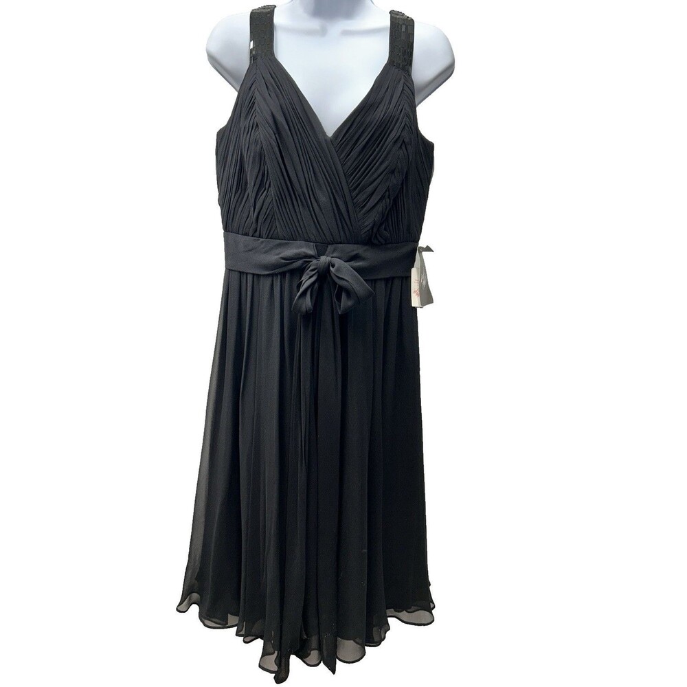 Anne Klein 100% Silk Black Women's Size 10 Sleeveless Dress Sequins Formal NWT
